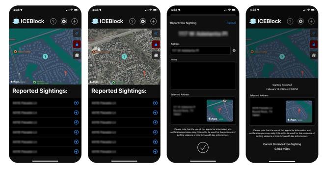 The ICEBlock app allows people in the US to report sightings of Immigration and Customs Enforcement officials. Photo: Joshua Aaron
