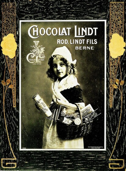 Old poster ad for Lindt chocolate.